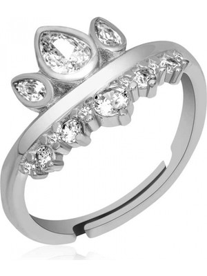 Supertrend Gümüş Ayarlanabilir Kraliçe Tacı Kadın Yüzük