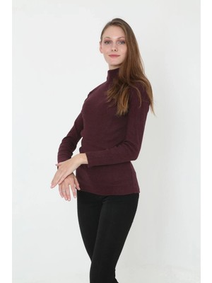 Glam Love Tam Boğazlı Fitilli Likrali Koşkorse Badi - Bordo