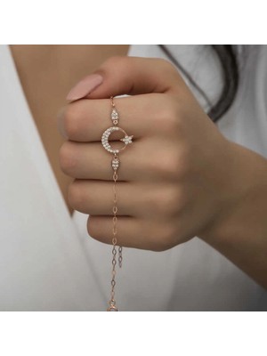 Supertrend Gümüş Rose Ay Yıldız Kadın Bileklik