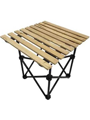 Evvon Katlanır Ahşap Tablalı Kamp Masası 50X50 cm 2 Adet