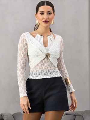 Auraboutique Damla Yaka Gold Detay Bluz