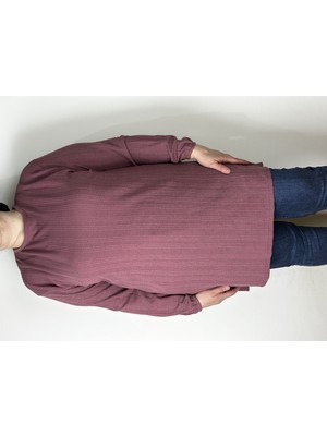 Yaşar Triko Kadın Gülkurusu Uzun Kollu Bilek Lastikli Bisiklet Yaka Akrilik Uzun Tunik