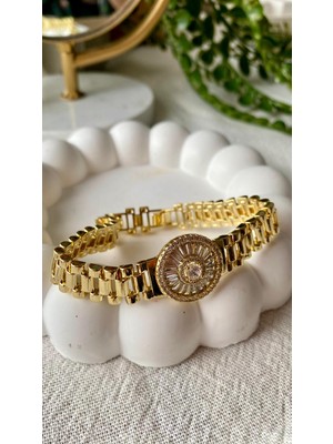 Jewelry 14K Saat Model Zincir Gold Bileklik