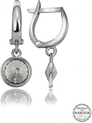 Supertrend Swa Crystal Taşlı Gümüş Beyaz Sallantılı Kadın Küpe