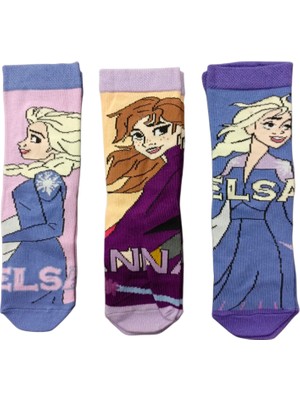 Disney Elsa-Anna Lisanslı 3lü Soket Çorap
