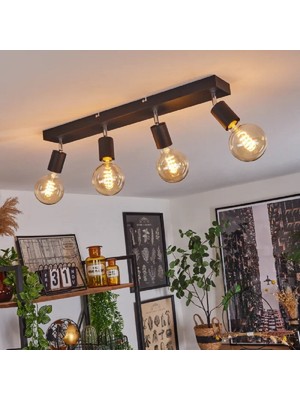 Riolight Modern Siyah 4XE27 Mafsallı Hareketli Başlık(Glop Ampul Hariç) Metal Spot Avize