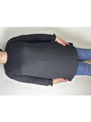 Yaşar Triko Kadın Siyah Uzun Kollu Bilek Lastikli Bisiklet Yaka Akrilik Uzun Tunik