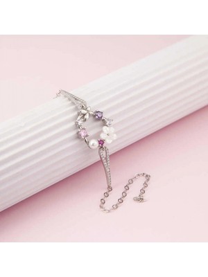 Supertrend Gümüş Kalp Manolya Çiçeği Kelebek Kadın Bileklik