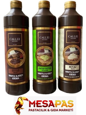Callei Chocolate Callei 3 kg Avantaj Paket Waffle & Krep Sosu Antep Fıstık, Sütlü ve Beyaz Krema Çeşitleri