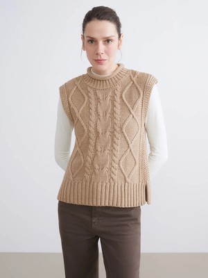 Lc Waikiki Yeni Sezon Dik Yaka Kendinden Desenli Kadın Triko Süveter