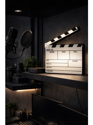 Dekor Atölye Klaket Dekoratif Lamba – Duvara Monte Edilebilir & Masaüstü Kullanımlı Sinema Temalı Gece Lambası