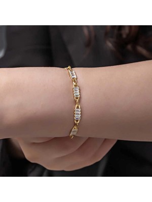 Supertrend Gümüş Gold Baget Taşlı Kadın Bileklik
