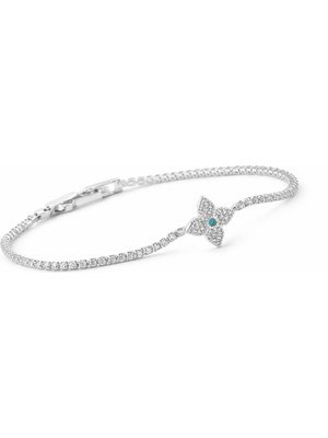 Fashion Turkuaz Taşlı Zincir Detaylı Kadın Su Yolu Bileklik