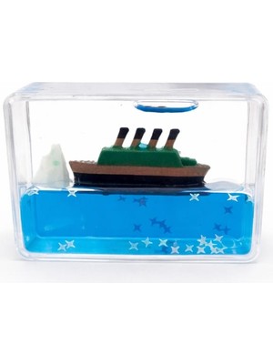 Mg Batmayan Gemi Dekoratif Sıvılı Biblo – Şeffaf Akrilik Masaüstü Ofis ve Ev Dekoru