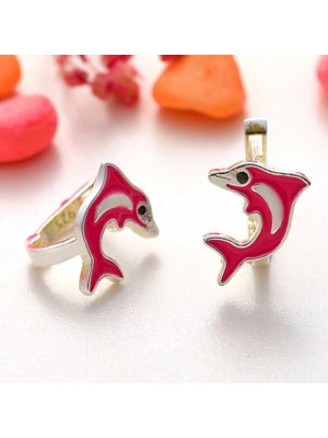 Supertrend Gümüş Pembe Yunus Balığı Çocuk Küpesi