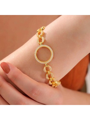 Supertrend Gümüş Çeyrek Takılabilen Altın Kaplama Kadın Bileklik