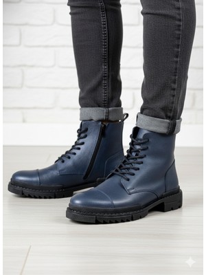 Belirtilmemiş Hakiki Deri Ortopedik Deri Astar Kauçuk Taban Bağcıklı ve Fermuarlı Günlük Bot