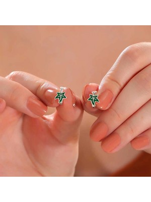 Supertrend Gümüş Çınar Yaprağı Çocuk Küpesi