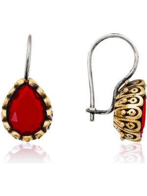 Supertrend Gümüş Kırmızı Damla Otantik Kadın Küpe