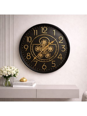 Mars Concept 60 cm Çarklı Büyük Duvar Saati – Hareketli Mekanizma Metal Gövde