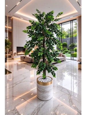 Altun Çiçekcilik Zeytin Ağacı 180 cm Duz Yeşil Lux Metal Saksı Dahıl