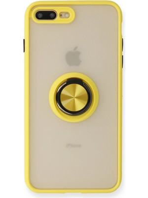 Gld-Spt- Newface Iphone 7 Plus Kılıf Montreal Yüzüklü Silikon Kapak - Sarı