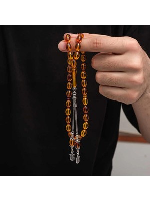 Supertrend Gümüş Püskül Sıkma Kehribar Tesbih