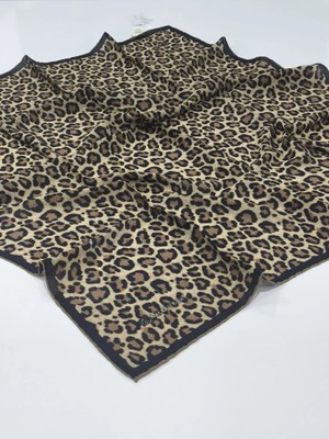 Glamouria Glamourıa Neva Eşarp Leopar Desen 4 Siyah Krem