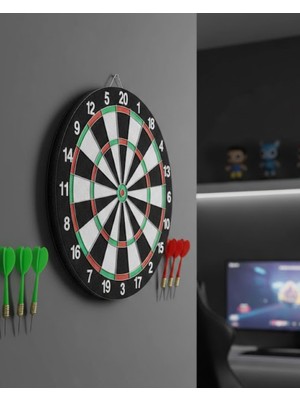 Zero Land Gld-Spt- Kaliteli Ahşap Dart Tahtası 12 Inç  4 Dart Ok Seti