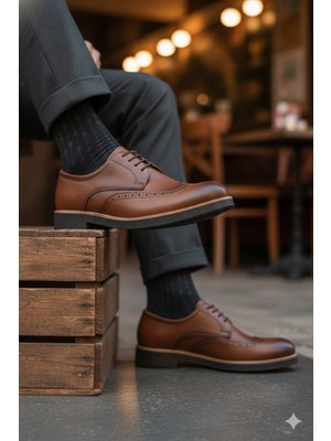 Belirtilmemiş Klasik Erkek  Ortopedik Kaymaz Taban Ithal Deri Oxfords Tarzı Günlük Ayakkabı