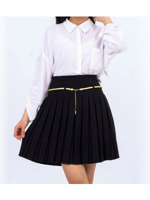 NR Nar Rengi Pileli  Beli Lastik Ayarlamalı Kız Çocuk Etek Okulluk Rahat Kullanım