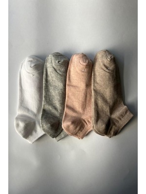 Admera Premium Admera 4’lü Kadın Pamuklu Sneaker Çorap 36-40 Yumuşak Renkli, Likra Takviyeli Konfor Seti