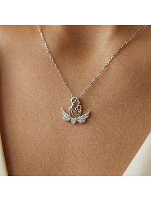 Baleno Concept 925 Ayar Gümüş Zirkon Taşlı Melek Kanatlı Anne Bebek Kolye