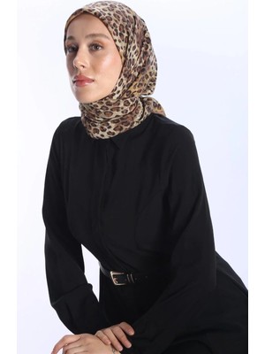 Glamouria Glamourıa Neva Eşarp Leopar Desen 2 Sütlü Kahve Siyah