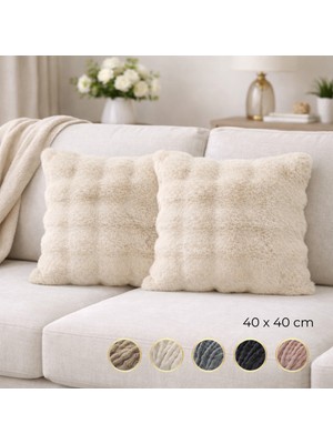 Nevore Home Ultrasoft Peluş Dekoratif Kırlent Kılıfı 2’li Set 40X40CM - Yumuşak Dokulu