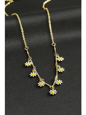 Zero Land Gld-Spt- Papatya Mineli Kolye - Sarı