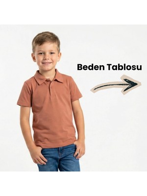 NR Nar Rengi %95 Pamuk Polo Yaka Basic Regular Fit Kompakt Okulluk Tshirt  ALV1185