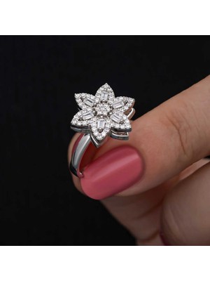 Supertrend ​gümüş Ayarlanabilir Yıldız Baget Taşlı  Dönen Stres Kadın Yüzük