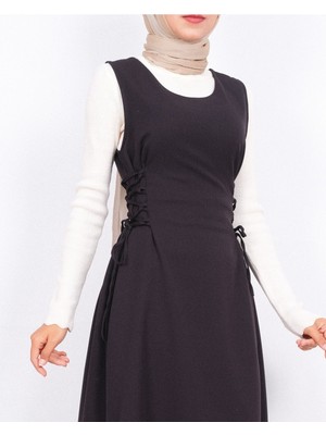 Modamorfo Yandan Bağlamalı Double Kumaş Jile  -Siyah