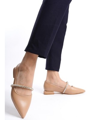 Difolia Kadın Flora Nut 2.5 cm Ökçeli Taşlı Detaylı Abiye ve Günlik Ayakkabı