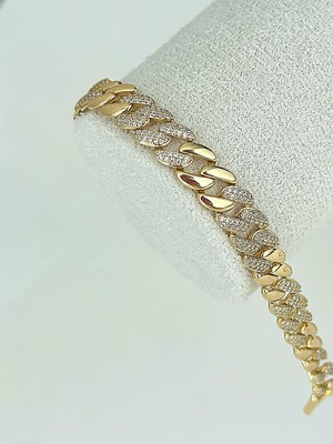 QA Quella Accessories Xuping Zirkon Taş Gurmet Zincir 14 Ayar Altın Kaplama Gold Bileklik 16+2 cm