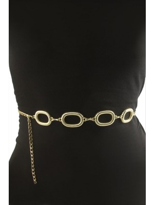Zero Land Gld-Spt- Oval Metal Zincir Kemer - Sarı
