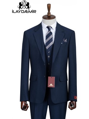 İlayda Emir Slim Fit, 3 Parça Takım Elbise, Erkek Klasik Yelekli, Premium Kumaş, Ofis ve Özel Gün Takımı