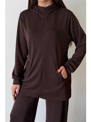 Balenbi Oversize Kapüşonlu Fermuarlı Modal Tesettür Takım 1186 – Form Serisi