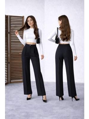 Emh Store Kadın Yüksek Bel Double Kumaş Palazzo Pantolon