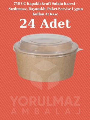 Yorulmaz Ambalaj 750 cc Kapaklı Kraft Salata Kasesi – Sızdırmaz, Dayanıklı, Paket Servise Uygun Kullan At Kase (24ADET)