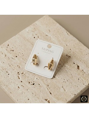 Xuping Jewelry Vıp Seri Rose Gold (Bakır Tonu) Geometrik Küpe