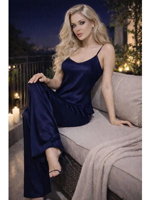 Jermo Kadın Saten Dokuma Detaylı 2 Li Pijama Takımı