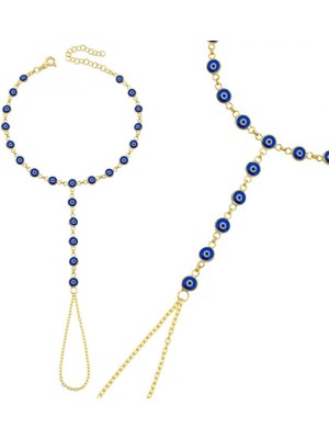 Supertrend Gümüş Gold Lacivert Nazar Boncuklu Şahmeran