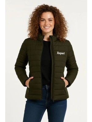 Emh Store Mikro Su Itici Kapitone Baskılı Astarlı Fermuarlı Bomber Mont - Haki